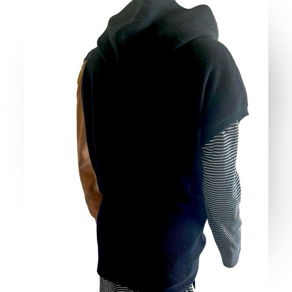 Minnie Rose cashmere hooded sweater vest with drop tighter woven waist size xs - Picture 2 of 7